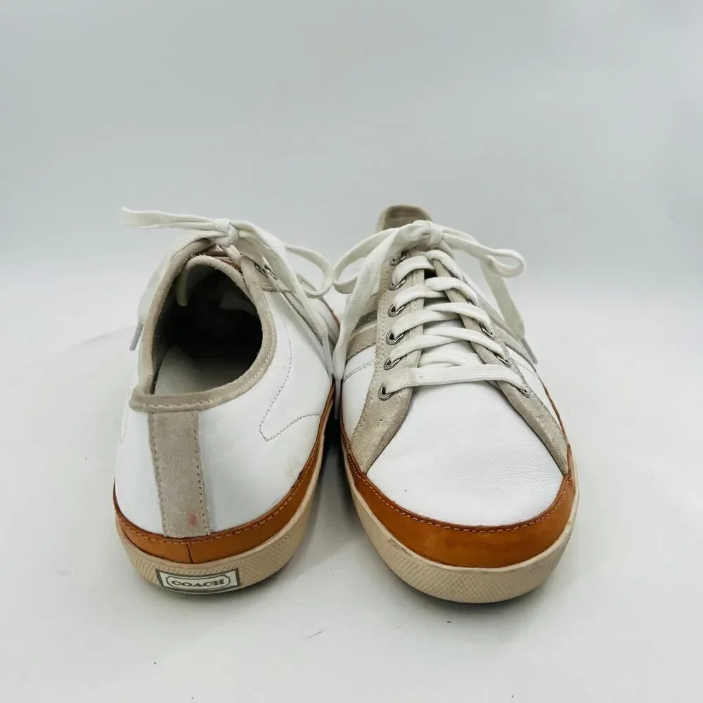 Coach Brad Women's Fashion Sneakers Lace Up White Leather Shoes Size 13M